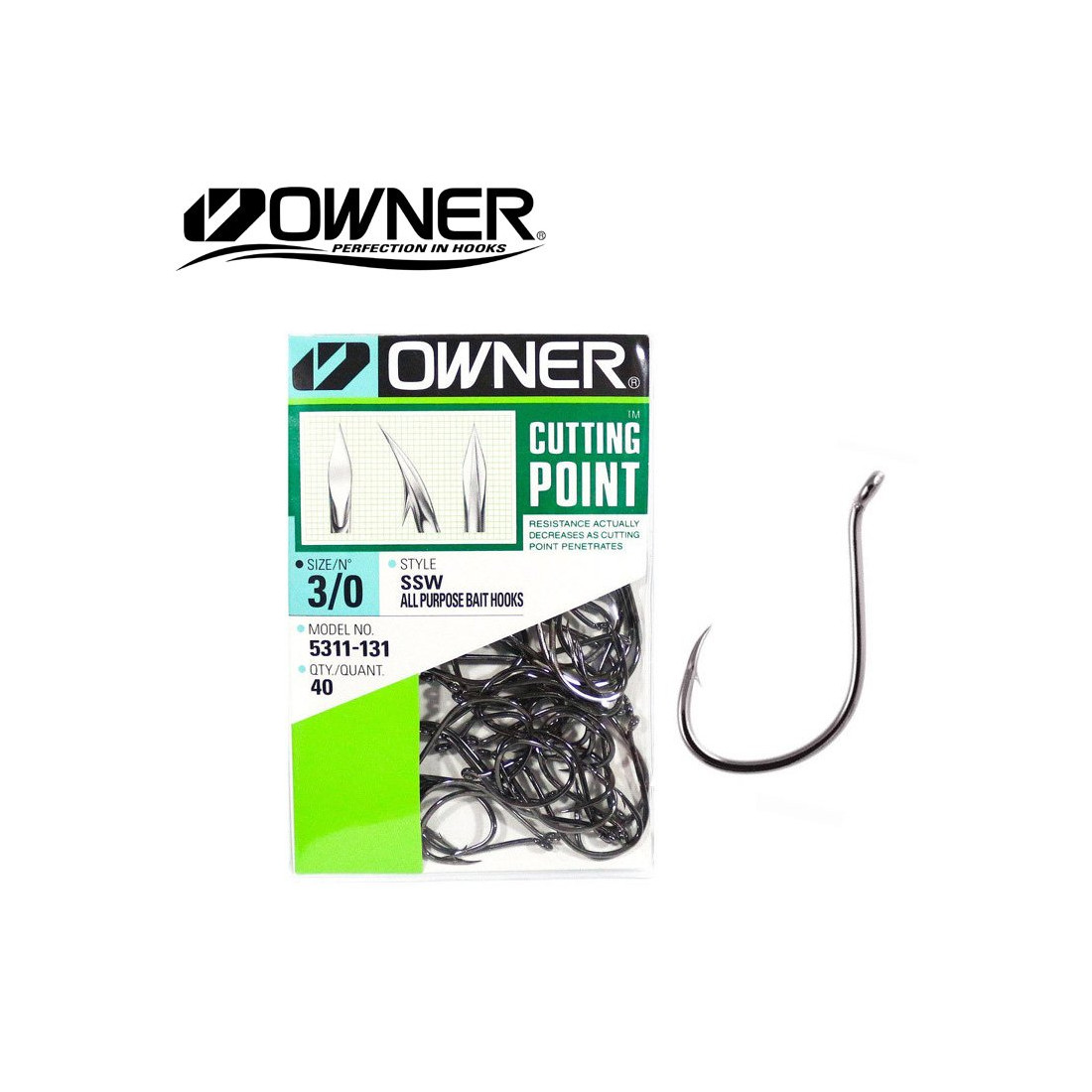 OWNER HOOKS SSW ALL PURPOSE BAIT SALTWATER FISHING 5311-141 SZ 4/0 QTY 34 
