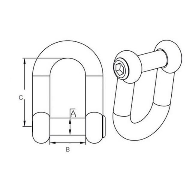 eval D-Shackle with Hex Socket Pin
